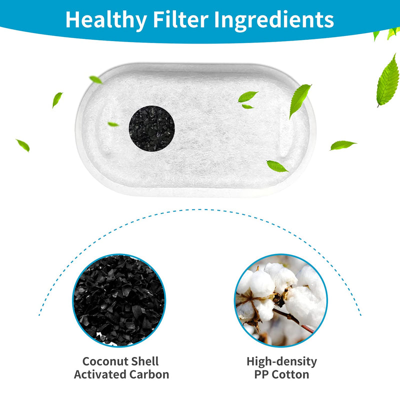 VinDox Replacement Filters for Cat Water Fountain Stainless Steel, 67oz/2L Adjustable Water Flow Pet Water Fountain, Super Quiet Dog Water Dispenser 8+8 Pack - PawsPlanet Australia