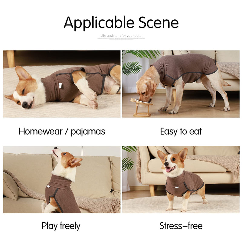 HEYWEAN Dog Sweatshirt Stretch Fleece Vest Warm Dog Sweater Pullover for Small and Medium Dogs Pet Winter Clothes for Indoor and Outdoor Wear (XX-Small, Brown) XX-Small - PawsPlanet Australia