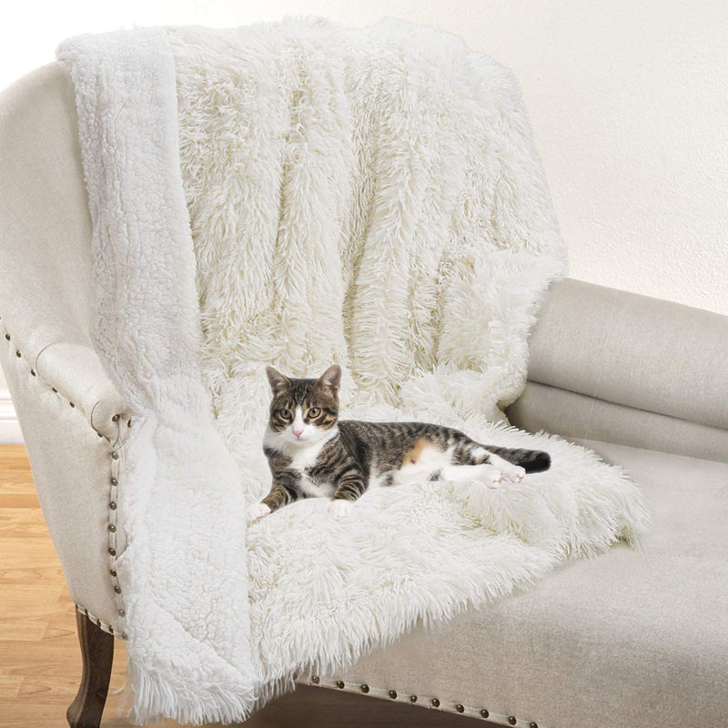 [Australia] - Pacapet Fluffy Dog Blanket, Soft Reversible Sherpa Throw Blanket for Pets, Puppy, Warm Shaggy Cat Fleece Blanket for Couch/Bed/Sofa Protection, Washable & Lightweight 20x30in Cream 