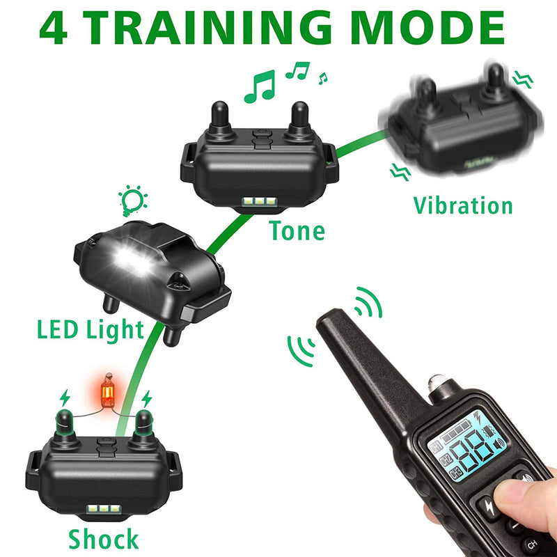 F-color Dog Training Collar, 2600FT Dog Shock Collar for Large Medium Small Dogs Breed, with 4 Modes Light Beep Vibration Shock, Waterproof and Rechargeable Shock Collar for 3 Dogs - PawsPlanet Australia