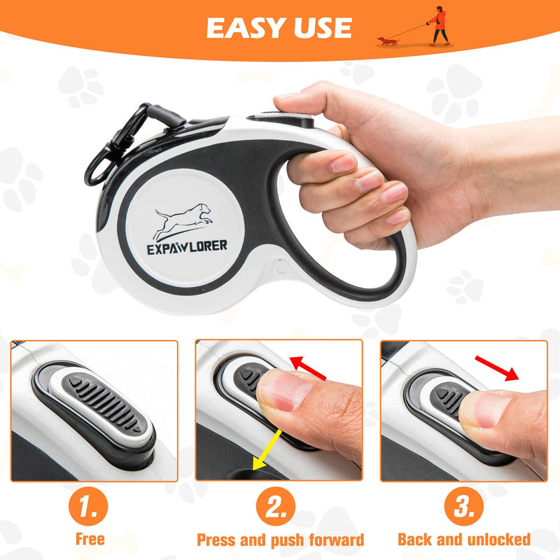 Chew Proof Retractable Dog Lead - Reflective Extendable Double Dog Leash for 2 Dogs with 2 No Tangle Strong Wire Ropes, 16 ft Heavy Duty Dual Dog Leash for Medium and Large Dogs - PawsPlanet Australia