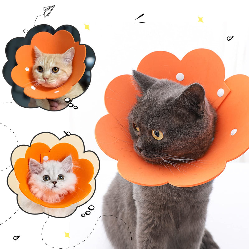 PUMYPOREITY Pack of 2 pet neck collars, cat collar, anti-lick neck collar, cat adjustable protective collar, Elizabethan collar, neck ruffs, protective collar for cats (orange, M) A-orange - PawsPlanet Australia