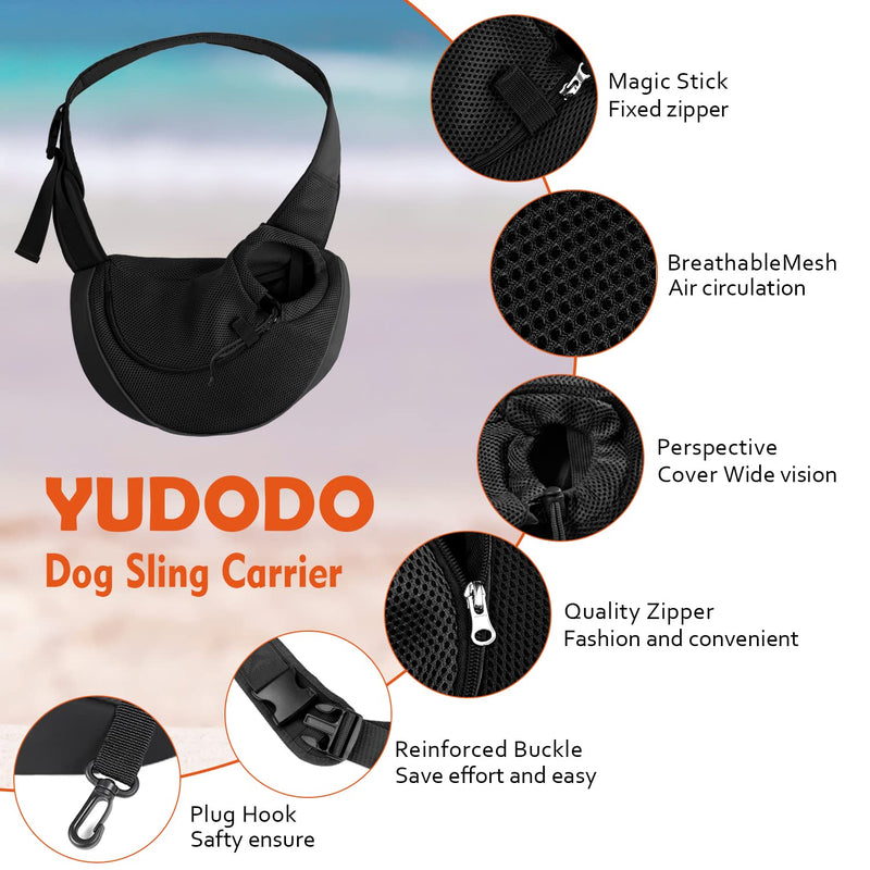 YUDODO Pet Dog Sling Carrier Breathable Mesh Travel Safe Sling Bag Carrier for Dogs Cats Small (Pack of 1) Black all - PawsPlanet Australia