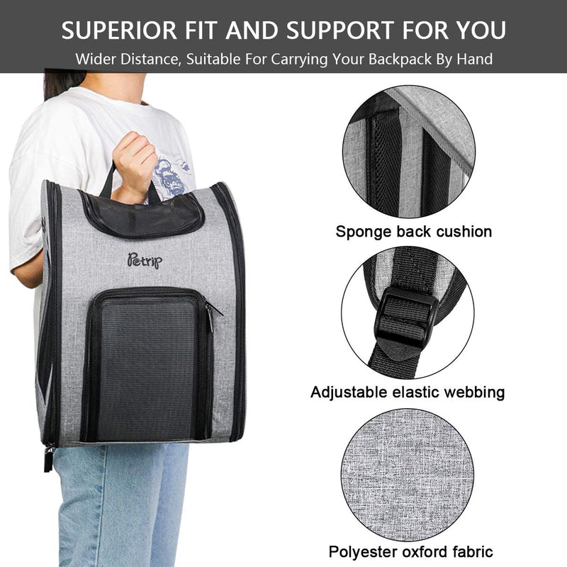 PETRIP Cat Carrier Backpacks Cat Carriers for Large Cats, Dog Backpack Carrier Dog Carrier Front Pack Travel Pet Carrier Backpack for Medium Small Cats Dogs for Travel & Hiking, Airline Approved Grey pet backpack - PawsPlanet Australia