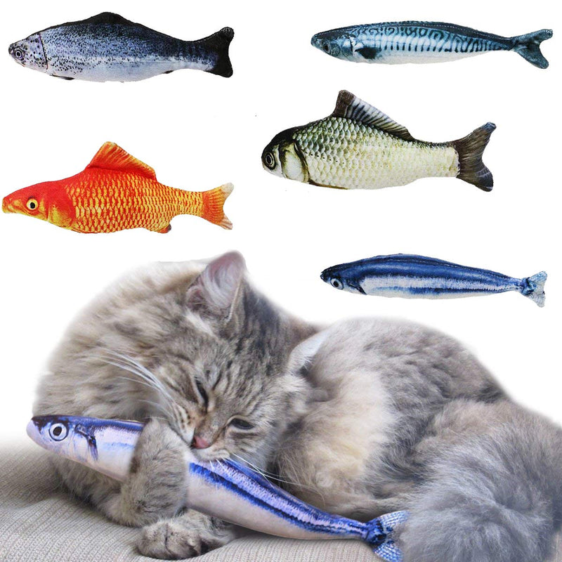 [Australia] - LeRich Catnip Toys Set Simulation Fish Shape Doll Interactive Pets Pillow Chew Bite Supplies for Cat/Kitty/Kitten Fish Flop Cat Toy Catnip Crinkle Toys 5PCS 