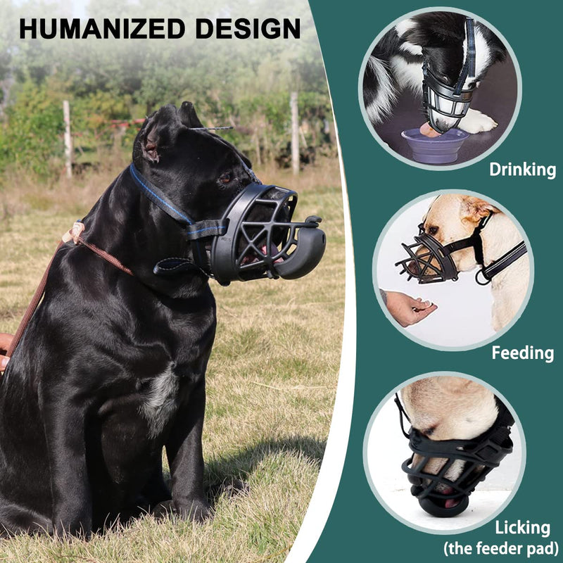 Dog Muzzle with Slow Feeder for Positive Conditioning, Prevents Biting Scavenging Chewing and Licking, Humane Basket Muzzle for Small Medium Large Aggressive Dogs, Allows Panting, Easy to Accept Black XS - PawsPlanet Australia