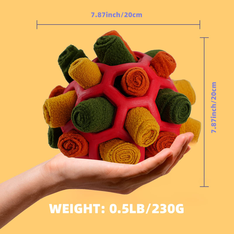 Tesytto Sniffing Ball for Dogs Interactive Dog Toy Encourage Natural Food Ability Slow Food Training Bite Resistant Puppy Play Portable Dog Intelligence Toy (Autumn Red) Autumn Red - PawsPlanet Australia