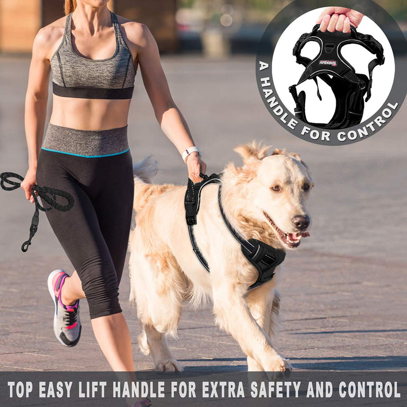 [Australia] - BARKBAY No Pull Dog Harness Large Step in Reflective Dog Harness with Front Clip and Easy Control Handle for Walking Training Running Large(Chest:27-32") Black 