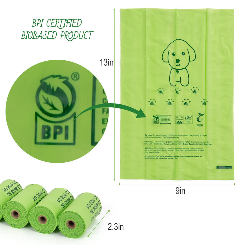 DogBaby Biodegradable Dog Poop Bags, Extra Thick 100% Leak Proof Pet Waste Bags for Dogs, Vegetable-Based Corn Starch Dog Waste Bags, Eco-Friendly Pet Poop Bags Measure 9x13 Inches, 4 Rolls(60 Counts) 4PCS Green - PawsPlanet Australia