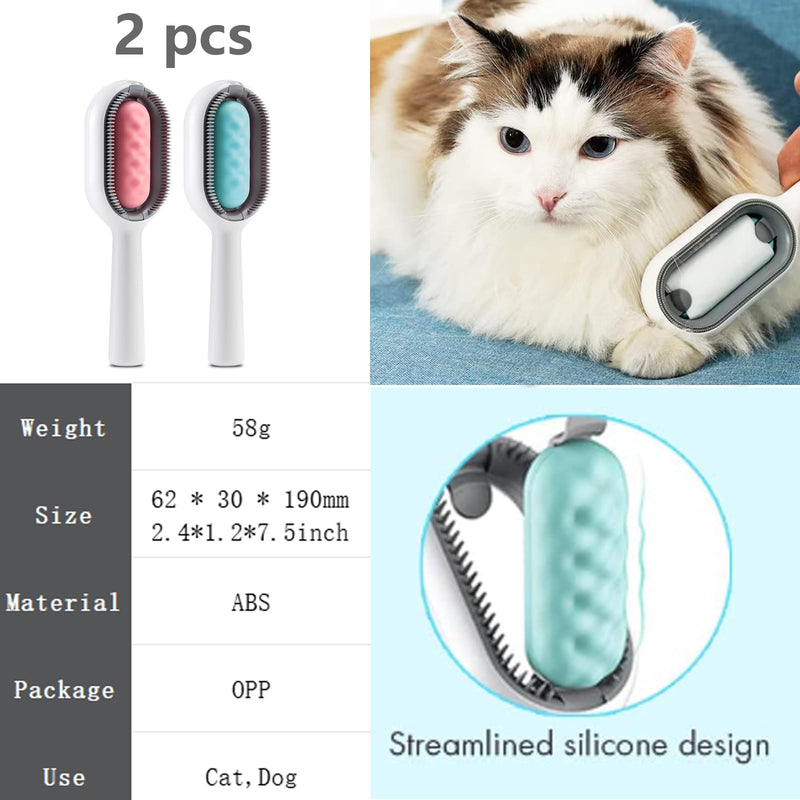 2 pieces cat brush, pet hair removal comb with water tank, cat brush with water, pet hair brush, cat brush, cat brush, cat brush short hair, ideal for grooming and pet grooming - PawsPlanet Australia