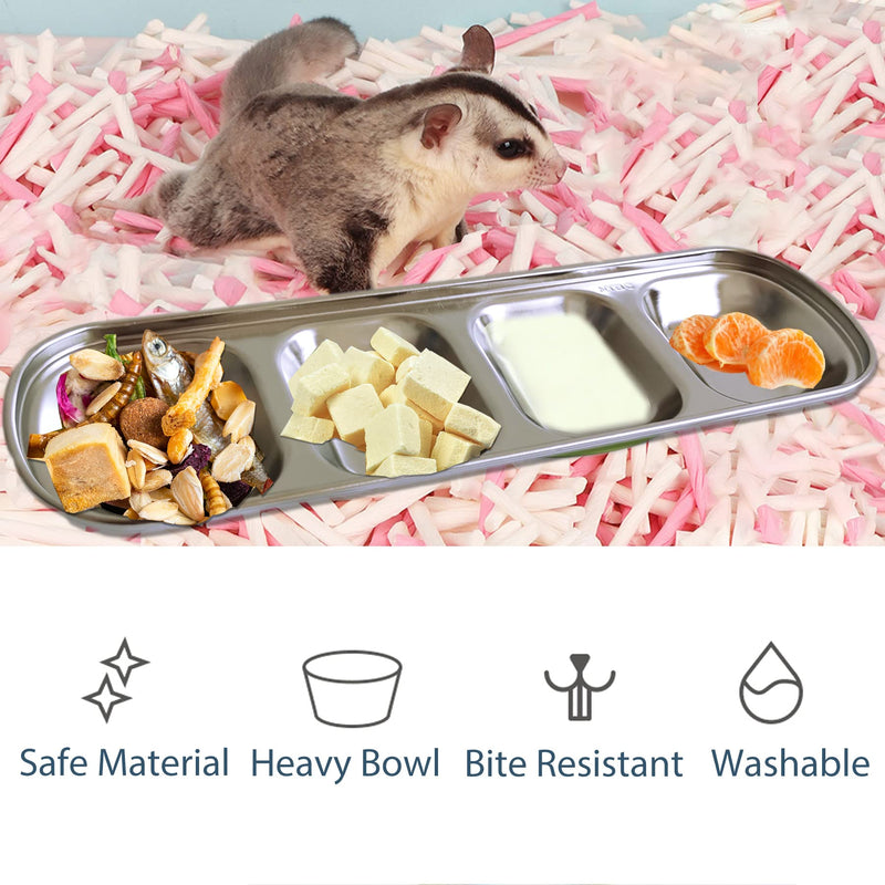 Hamster Food Bowl Stainless Steel Sugar Glider Bowl Prevent Knocking Over, Bite Resistant Small Animal Food Dish for Gerbil Rat Hedgehog 6.1 x 3.3 in - PawsPlanet Australia