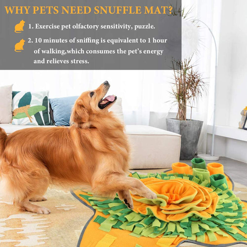 Large-Size Snuffle Feeding Mat for Dogs and Cats, Pet Snuffle Mats Non Slip Puzzle Toys for Puppy Small Medium Large Dog, Pet Training Slow Feeding Sniffing Mat Washable Durable Stress Release Orange - PawsPlanet Australia