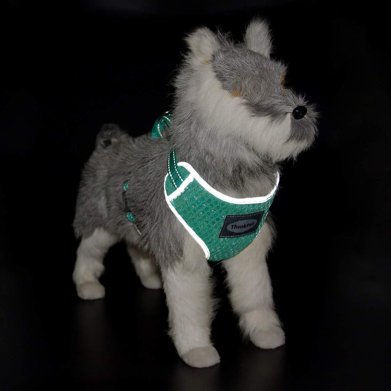 [Australia] - ThinkPet Reflective Breathable Soft Air Mesh No Pull Puppy Choke Free Over Head Vest Ventilation Harness for Puppy Small Medium Dogs and Cats M(Neck 10-18 in/Chest 15-23 in) Neon Green 