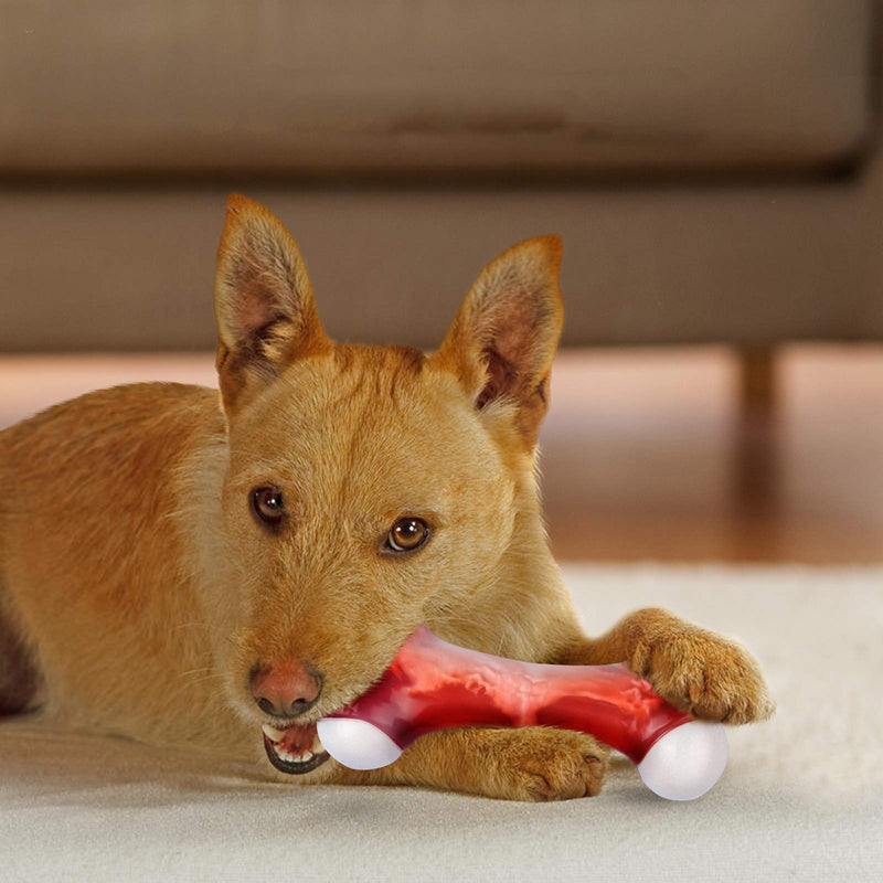 PEGIETOWN Big Bone Shape Dog Chew Toys - Natural Rubber Durable & Tough Dog Chew Toys for Medium Chewers Large Breed Average Chewers or Medium Teething Enrichment Toys for Dogs ( Bacon Flavor) - PawsPlanet Australia