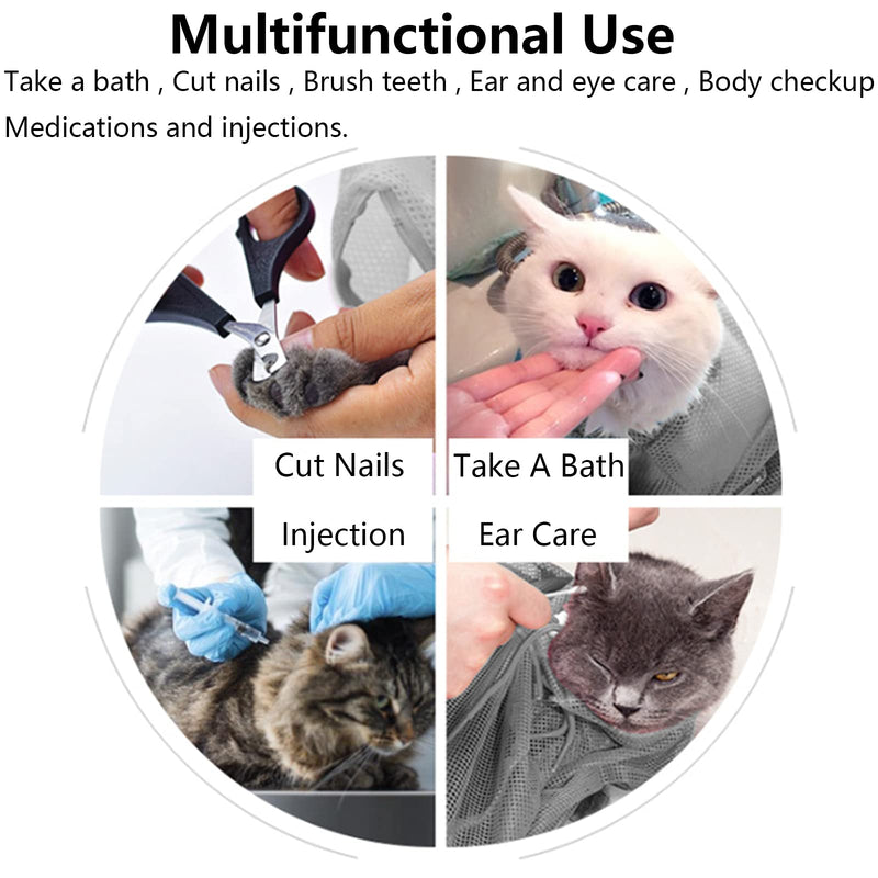 Cat Bath Bag Cat Bag for Bathing Cat Shower Cat Grooming Bag Cat Pet Bathing Showering Mesh Bag Anti-bite Taking a Bath Cutting Nails Brushing Your Teeth Medication and Injections - PawsPlanet Australia