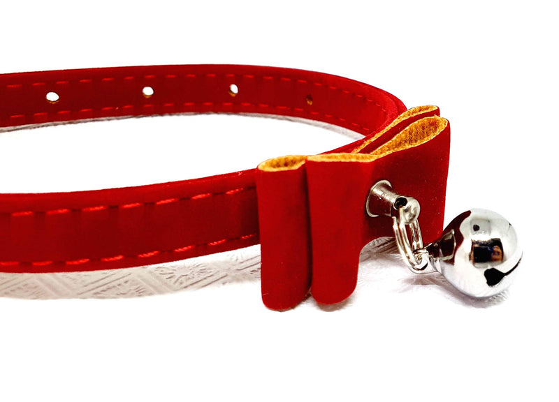 Red Velvet Soft Collar with Bell and Bow Perfect for Cats and Small Dogs - 30 cm Length - PawsPlanet Australia