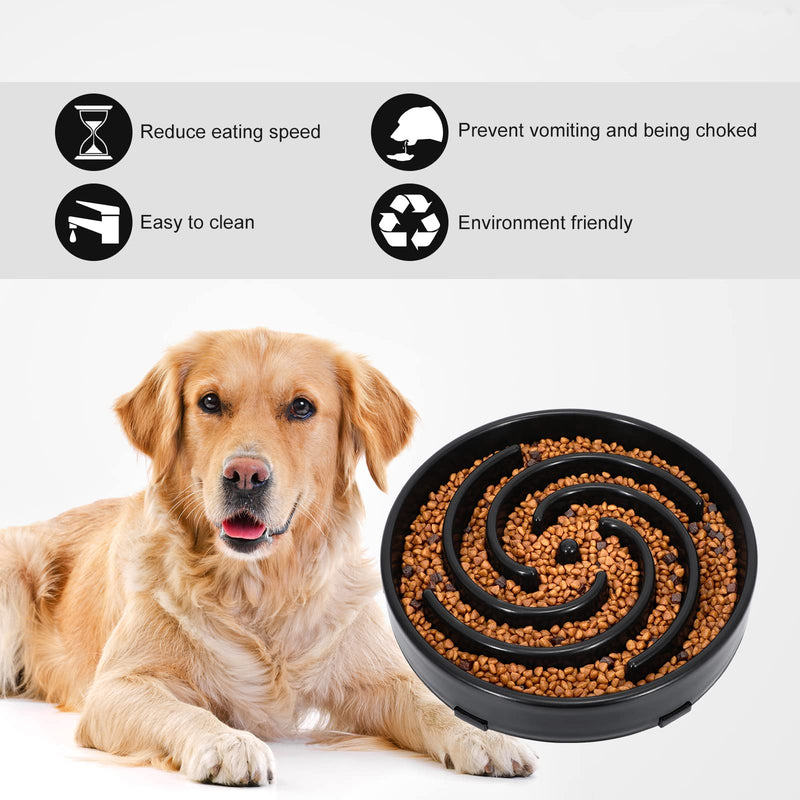 LEACOOLKEY Large Slow Feeder Dog Bowl,Maze Interactive Slow Bowl for Dogs,Anti Gulping Healthy Eating,Stop Bloat Pet Slow Down Feeding Dishes for Medium/Big Dogs(Black) Black - PawsPlanet Australia