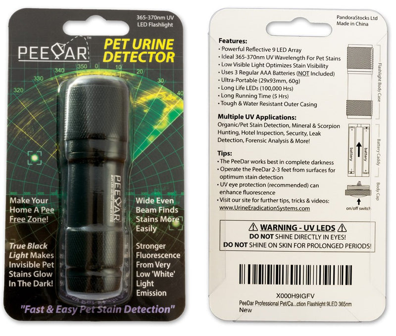 [Australia] - Pet Urine Detector 365NM Black Light Flashlight: PeeDar - Precision UV LED Pee Finder Tool. Locate Cat/Dog/Animal Stains. Uses: Hotel Inspection, Security Marks. 365NM–370NM Finds Invisible Urine Fast 