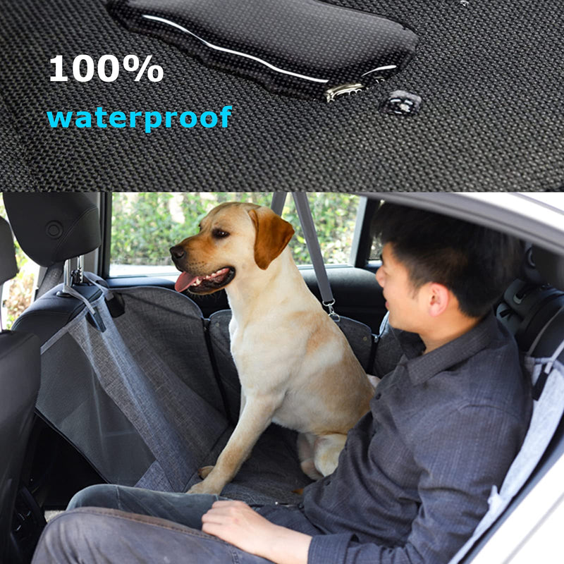 Dog Seat Cover for Back Seat with Mesh Visual Window, Side Flaps with Zipper,900D Oxford Cloth Waterproof anti-scratch Dog Hammock，Car Dog Back Seat CoverSuitable fit for Most Cars（Grey - PawsPlanet Australia