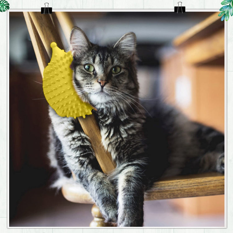 Cat Brush Wall Corner Massage Cat - Pet Accessories Cat Corner Scratching Animal Scratching and Rubbing Device Cat Toy Self Groomer Massage Corner Creative Styling Small Hedgehog Look Yellow - PawsPlanet Australia