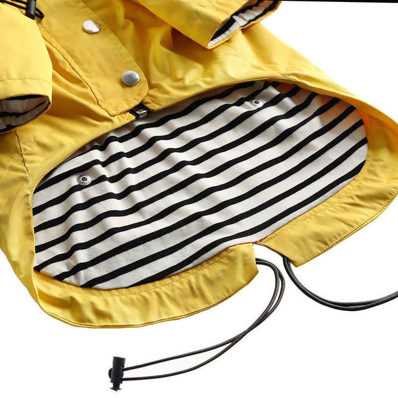 Stylish Premium Dog Raincoats - Dog Wear Yellow Zip Up Dog Raincoat with Reflective Buttons, Pockets, Rain/Water Resistant, Adjustable Drawstring, Removable Hood -Yellow -S - PawsPlanet Australia