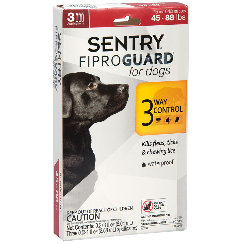 SENTRY PET CARE Fiproguard for Dogs, Flea and Tick Prevention for Dogs (45-88 Pounds), Includes 3 Month Supply of Topical Flea Treatments - PawsPlanet Australia