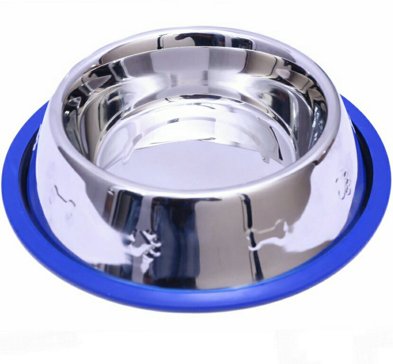 [Australia] - Mr. Peanut's Set of 2 Etched Stainless Steel Dog Bowls - Easy to Clean - Bacteria & Rust Resistant - Non-Skid No-Tip Silicone Ring - Feeding Bowls for Dogs 2 Pak / 32oz Each Bowl 