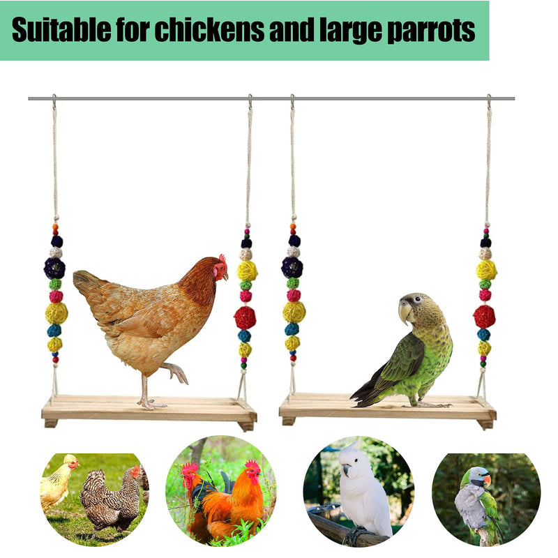 X-zoo Chicken Swing Perch, Natural Wood Hanging Swing Toys for Chicken Coop/Birdcage, Bird Swing Large for Hens, Parakeets, Macaw - PawsPlanet Australia