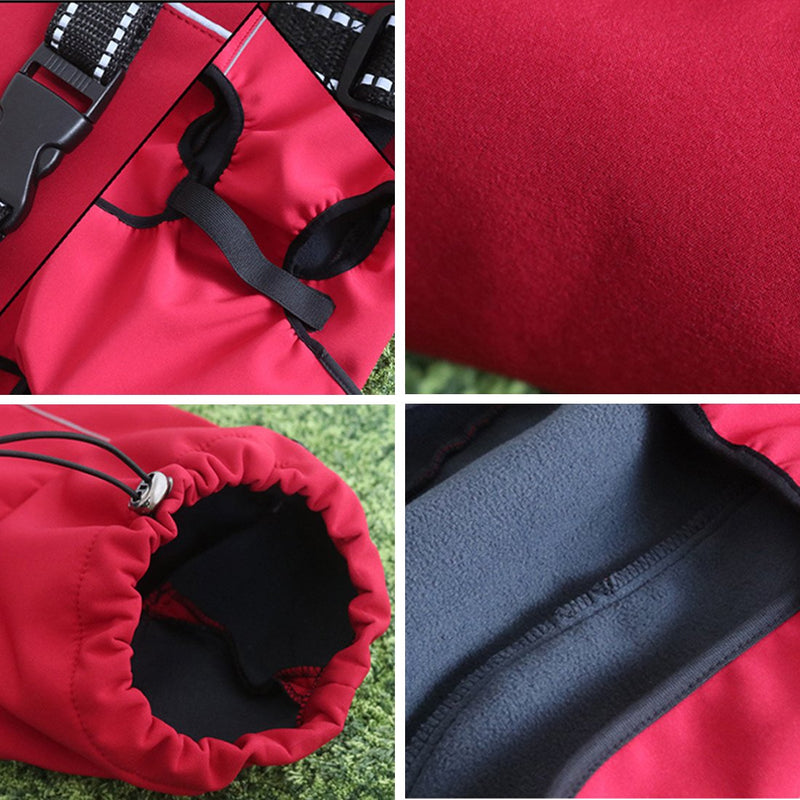 GWELL Dog Jacket Waterproof Fleece Lined Rain Jacket Winter Jacket Functional Vest with D-Rings Strap for Medium Large Dogs Winter Autumn Spring Red XS XS: Rückenlänge 40.5cm - PawsPlanet Australia