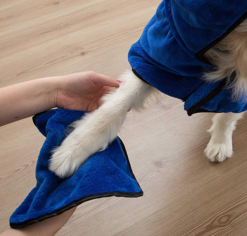 PETtyBourgeoisie Hooded Dog Bathrobe with Adjustable Strap + Free Paw Towel Set | 4x Absorbent 100% Microfibre Pet Drying Coat |X Large XL - PawsPlanet Australia