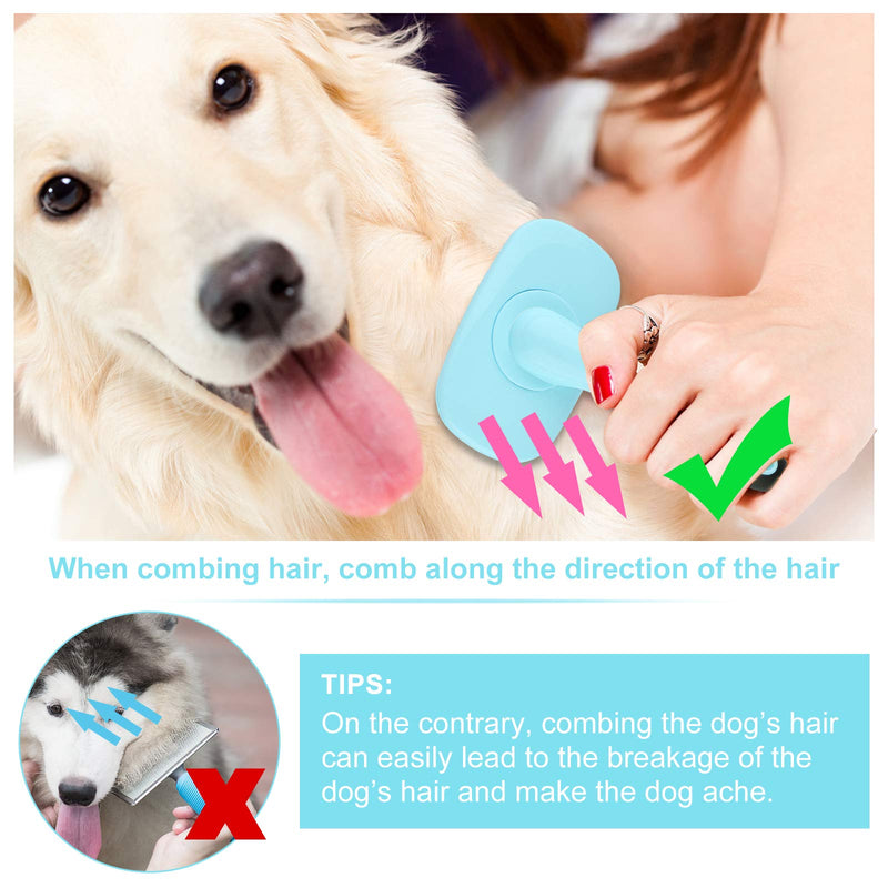 Makerfire Slicker Brush Large, 360 Degree Rotation Flexible Slicker Brush for Long Haired Dog, Pet Dog Cat Slicker Brush, Pet Teezer Brush (Large, Blue) - PawsPlanet Australia