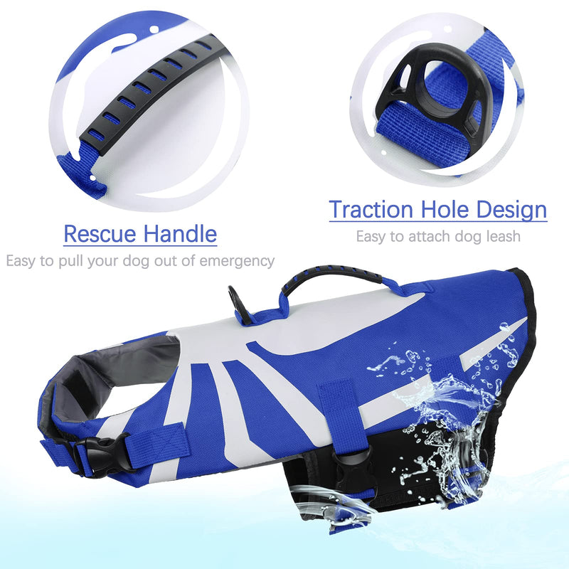 Dog Life Jacket Vest, Dog Floatation Vest Puppy Lifesaver Preserver Swimsuit Swimming Rescue Device Buoyancy Aid for Small Medium and Large Dogs(Blue, S) Blue - PawsPlanet Australia