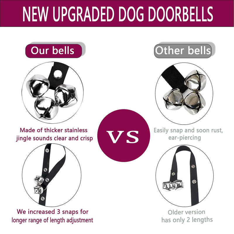 DOYOO 2 Pack Dog Doorbells for Dog Training Adjustable Door Bell Premium Quality - 7 Extra Large Loud 1.4" DoorBells for Puppy with Collapsible Travel Pet Cat Dog Bowl - PawsPlanet Australia