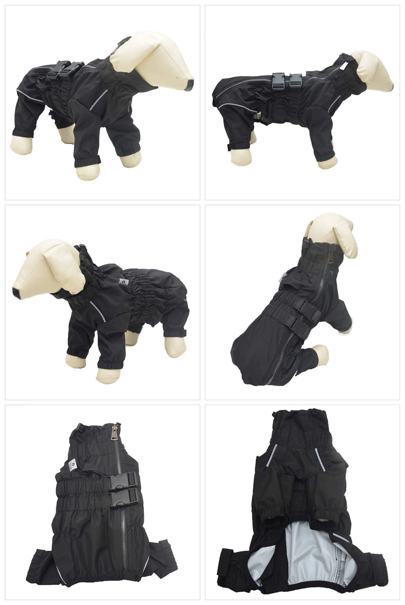 Dogs Waterproof Jacket, Lightweight Waterproof Jacket Reflective Safety Dog Raincoat Windproof Snow-proof Dog Vest for Small Medium Large Dogs Black XS XS (-5lbs) - PawsPlanet Australia