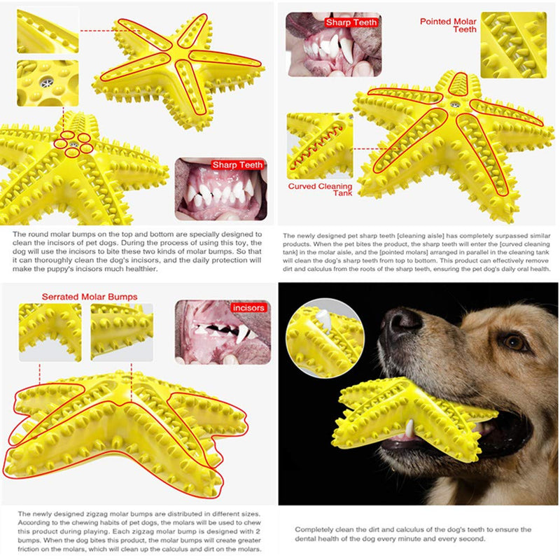 Dog Chew Toys ,Star Pet Molar Stick Teeth Cleaning Toothbrush Squeaky Interactive Multifunction Pet Molar Bite Resistant Toy Outdoor Puzzle Training Toy for Small Medium Dog (Yellow) Yellow - PawsPlanet Australia