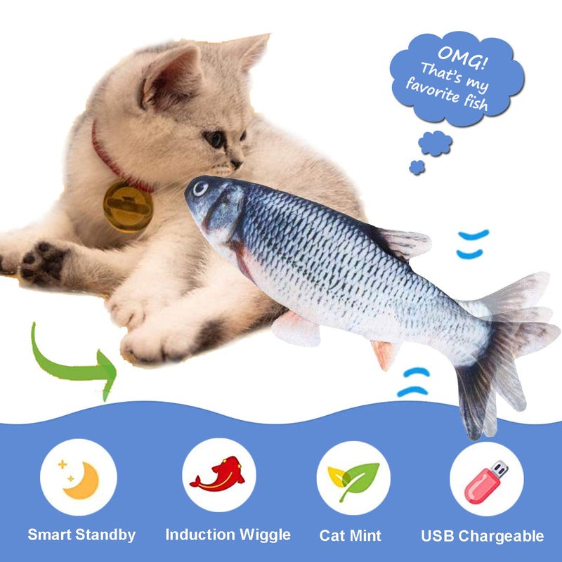 [Australia] - Realistic Moving Cat Kicker Fish Toy,Flopping Fish Cat Toy,Plush Interactive Cat Toys,Wiggle Fish Catnip Toys,Simulation Electric Doll Fish - Perfect for Cat Exercise Toys, Biting, Chewing and Kicking A 