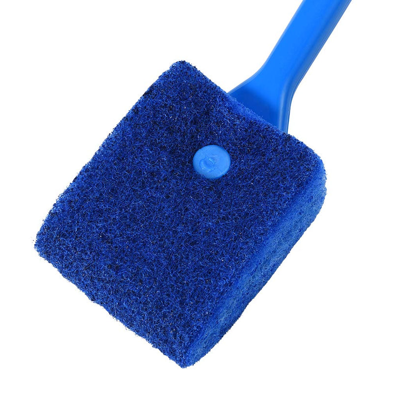 [Australia] - Petacc Double-Sided Fish Tank Cleaner Sponge Cleaning Brush Portable Scraper Practical Scrubber with Non-Slip Handle, Suitable for Cleaning Fish Tank Blue 