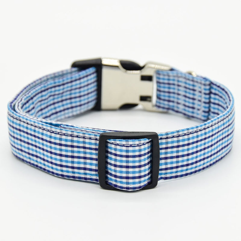 [Australia] - Fourhorse Cute Soft Dog with Bowtie, Detachable Adjustable Bow Tie Collar Pet Gift XS Blue Grid 