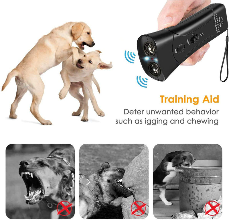 LYPER 3-in-1 Dog Training-Bark Control Device Dog Stop Bark Device Pet Gentle Trainer with Extra Whistle,Friendly Behavior Training Tool, Handheld Ultraso Sound Sonic Bark Deterrents Silencer - PawsPlanet Australia