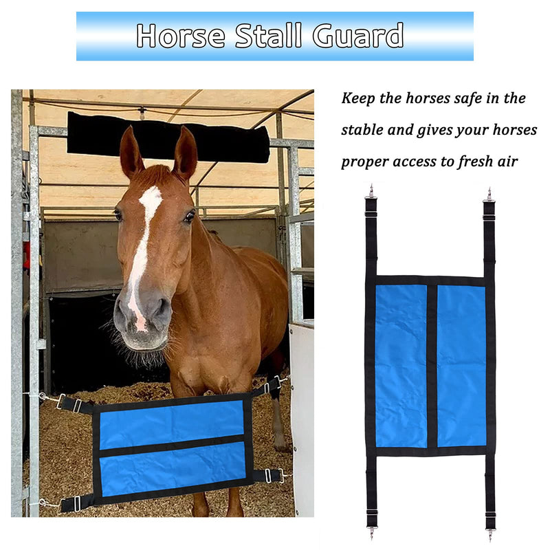 Hedday Stall Guard for Horses, Horse Stable Door Guard with Sturdy Spring Hooks and Adjustable Straps, 27”x19”(Blue) - PawsPlanet Australia
