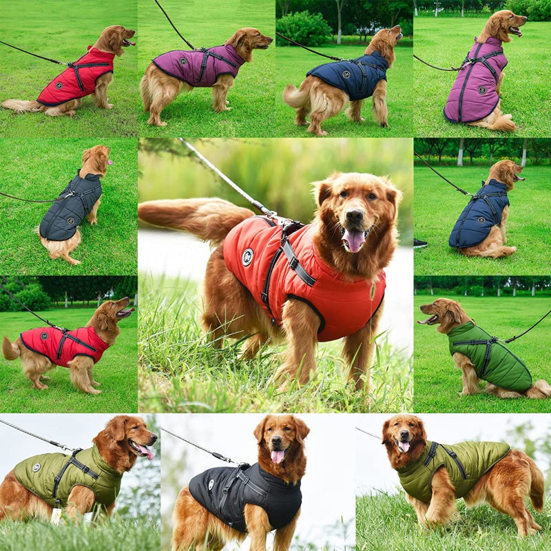 Poseca Dog Clothes for Small Dogs Dog Coat Waterproof Winter Jacket Warm Vest Dog Clothes Dog Coat Warm Winter Dog Jacket with Dog Harness for Small Medium Large Dogs S black - PawsPlanet Australia