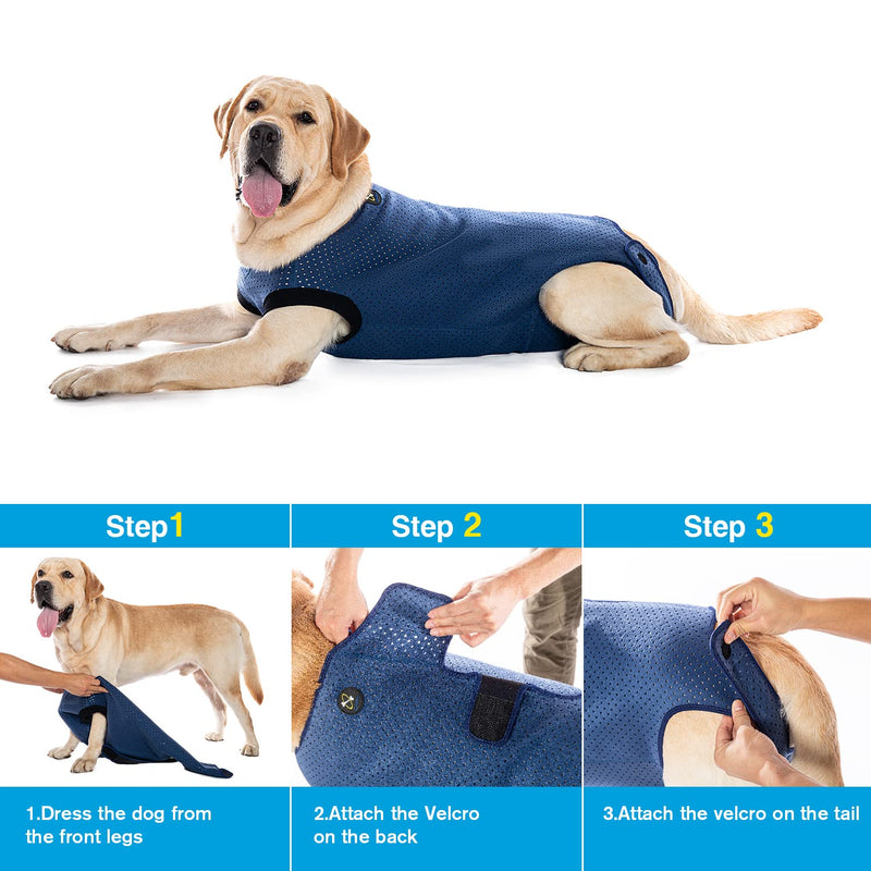 COODEO Dog Surgery Recovery Suit, Waterproof Recovery Suit for Dogs, Surgery Suit for Wounds Protect, Cone Alternative After Surgery, Dog Onesie for Surgery Female or Male (Blue, XL) Blue - PawsPlanet Australia