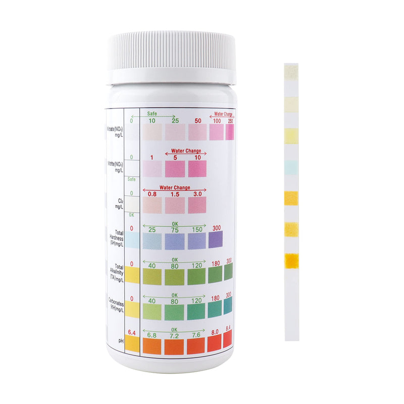 Quazilli 100 Pcs Aquarium Test Strips 7 in 1 PH Test Strips Fish Tank Water Testing Kit for Testing Tropical Fish Tank Aquarium - PawsPlanet Australia