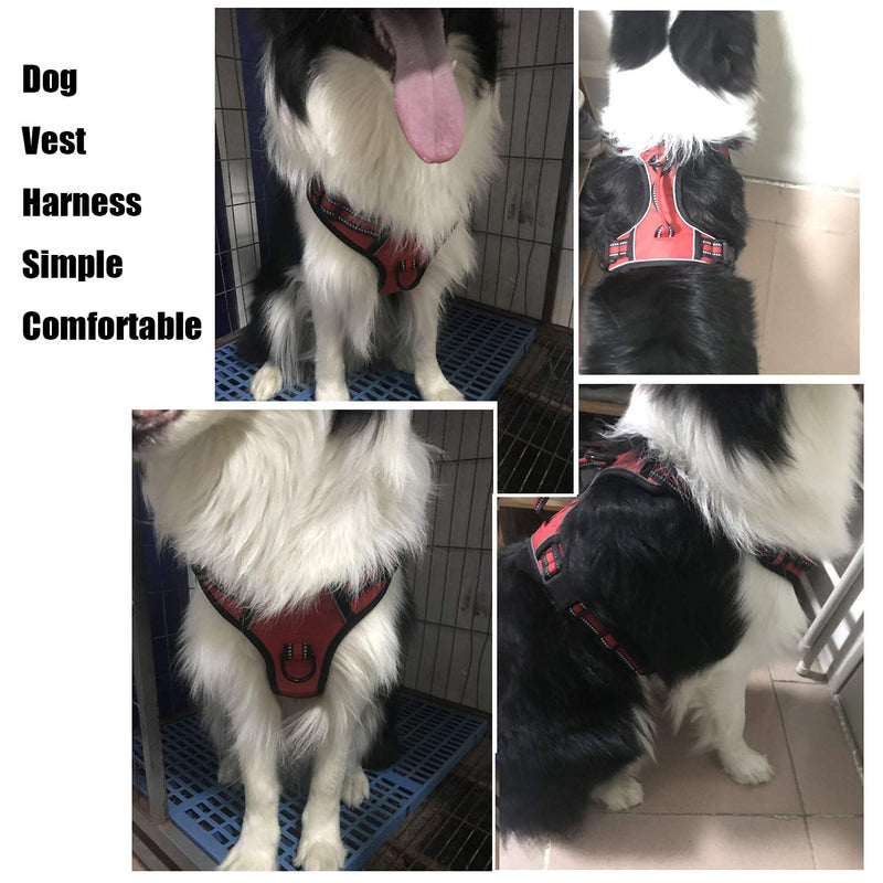 Dog Harness No Pull Padded Adjustable Front Clip Vest Harnesses for Dogs Reflective Safe Vest(l) L Red - PawsPlanet Australia