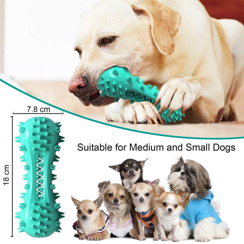 PROZADALAN Dog Toothbrush, Dog Chew Toys, Durable Natural Rubber Dog Toys with Squeaker, Teeth Cleaning Dental Oral Care Chew Toys for Small/Medium Dogs Blue - PawsPlanet Australia