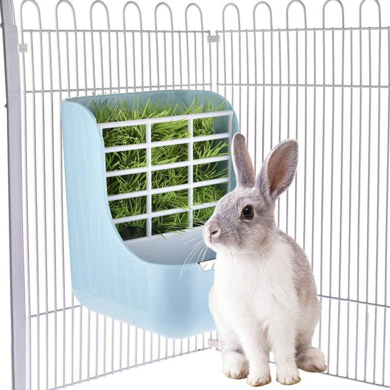 Heiqlay 1 Rabbit Hay Rack with Litter Tray and 1 Drinking Bottle, Rabbit Hay Feeder Rack, Rabbit Hay Rack Manger, Less Wasted Manger for Rabbits, Guinea Pig, Chinchilla, Hamsters and Small Animals - PawsPlanet Australia