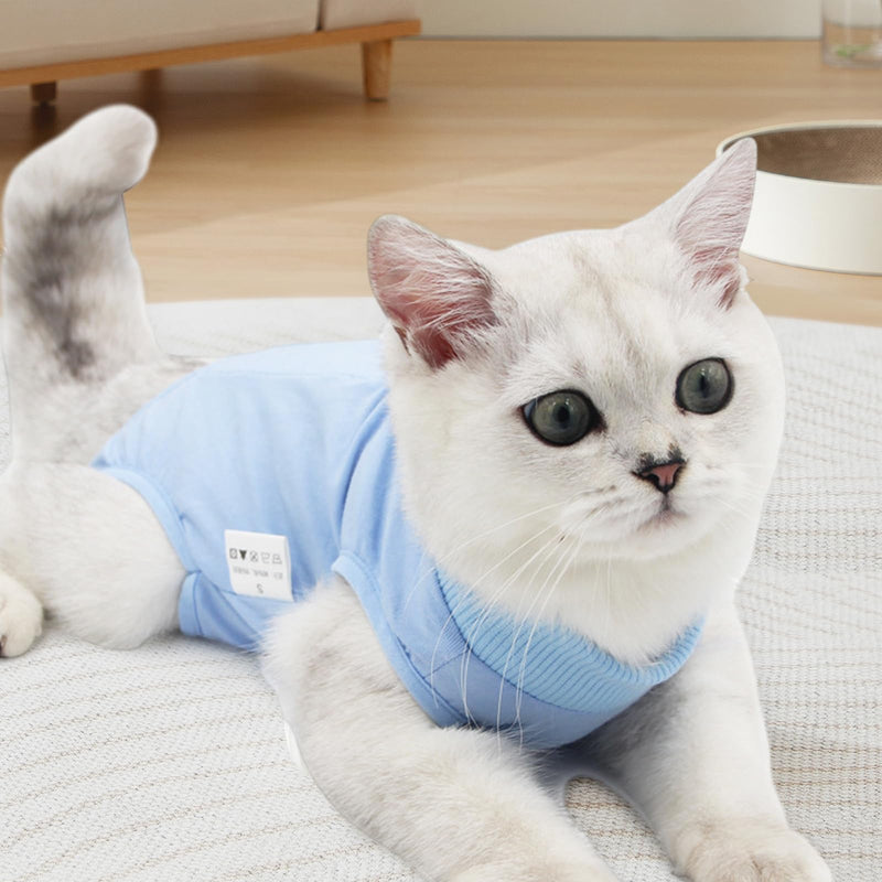 Recovery Suit Cat, Cat Bodysuit After Surgery, Cone E Collar Alternative, Pet Surgery Suits, Puppy Protective Clothing, Cat Surgical Recovery Suit for Abdominal Wounds or Skin Diseases (M, Blue) M - PawsPlanet Australia