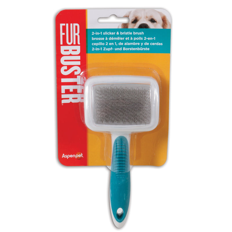 [Australia] - Petmate Furbuster 2-in-1 Dog Slicker and Bristle Brush, Vibrant Plum 