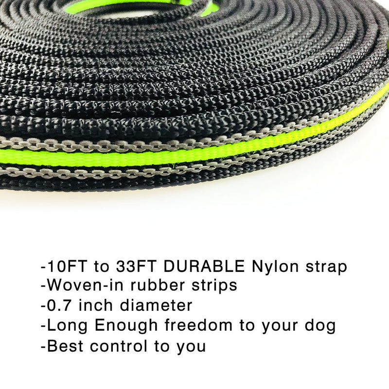 [Australia] - Yintlilocn 5FT 10FT 17FT 33FT Dog Leashes, Strong Non-Slip Dog Tracking/Training Lead Leash with Comfortable Padded Handle for Small Medium Large Dogs 33 FT Green 