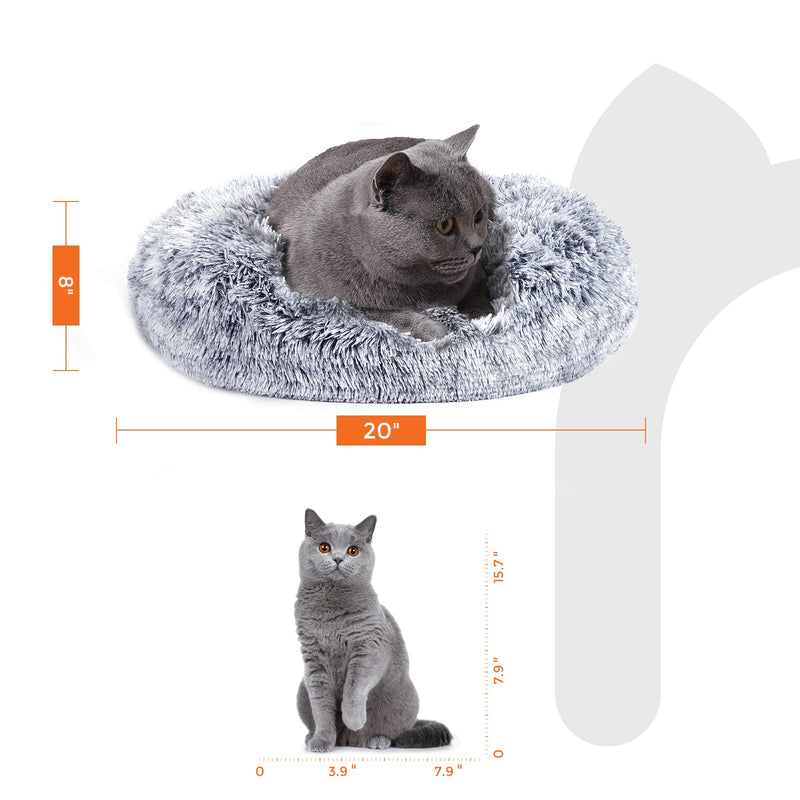 FEANDREA Dog Bed, Cat Bed, Soft Plush Surface, Donut-Shaped Dog Sofa with Removable Inner Cushion, Washable 20"Dia. × 8" Gray - PawsPlanet Australia